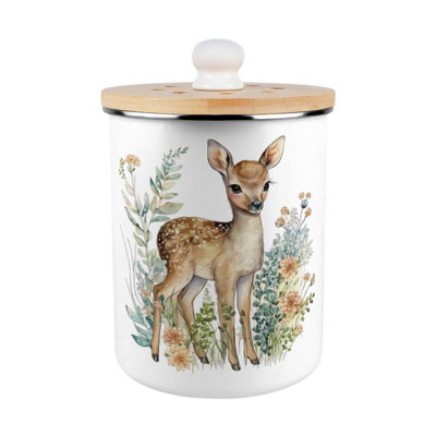 Purely Home Floral Deer Food Waste CaddyMetal 2L Decorative Kitchen Compost Bin from B&Q