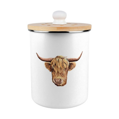 Purely Home Highland Cow Food Waste CaddyMetal 2L Decorative Kitchen Compost Bin from B&Q