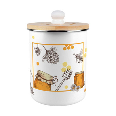 B&Q -  Honey Bee Farm Food Waste CaddyMetal 2L Decorative Kitchen Compost Bin