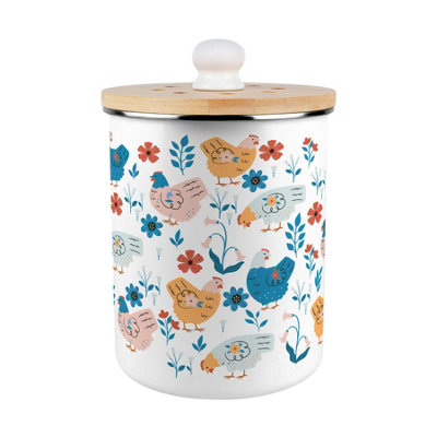 Purely Home Botanical Chickens Food Waste CaddyMetal 2L Decorative Kitchen Compost Bin from B&Q