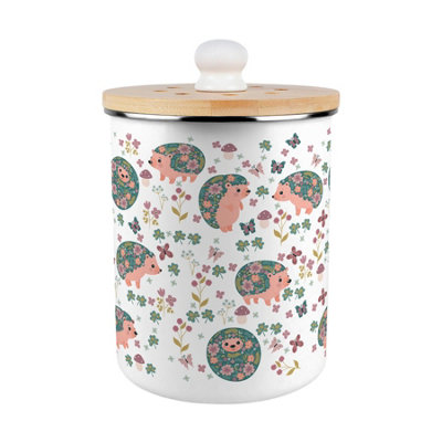 Purely Home Hedgehogs & Flowers Food Waste Caddy - Metal 2L Decorative Kitchen Compost Bin - Purple - Image 3