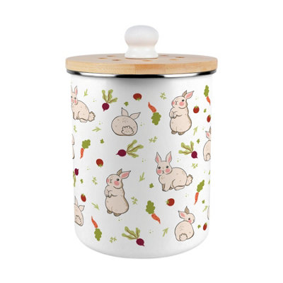 Purely Home Allotment Rabbits Food Waste CaddyMetal 2L Decorative Kitchen Compost Bin