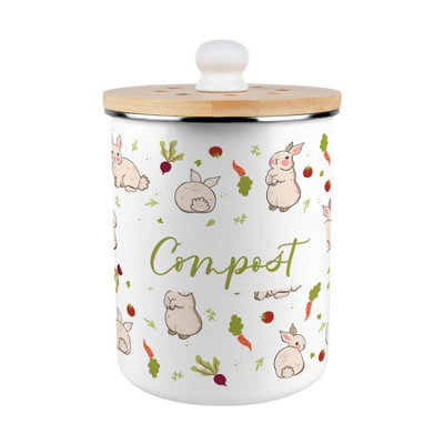 Purely Home Allotment Rabbits Compost CaddyMetal 2L Decorative Kitchen Food Waste Bin
