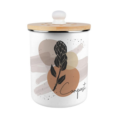 Purely Home Proteas Flowers Compost CaddyMetal 2L Decorative Kitchen Food Waste Bin from B&Q