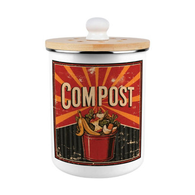 Purely Home Retro Compost CaddyMetal 2L Decorative Kitchen Food Waste Bin from B&Q