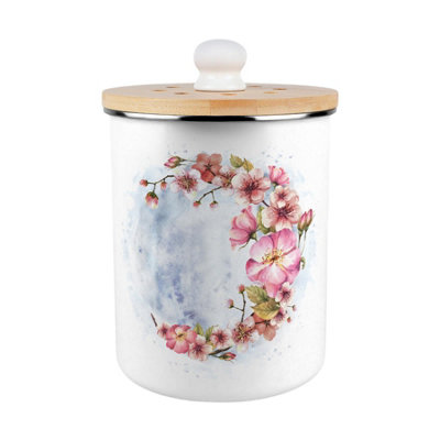 B&Q -  Floral Blossoms Food Waste CaddyMetal 2L Decorative Kitchen Compost Bin