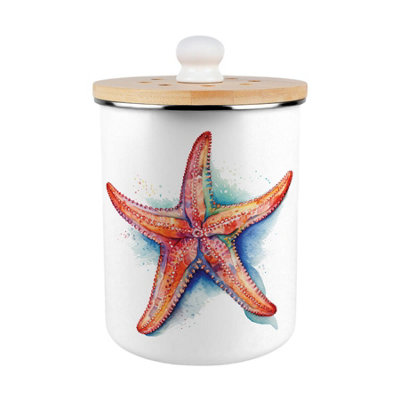 B&Q -  Vibrant Starfish Food Waste CaddyMetal 2L Decorative Kitchen Compost Bin