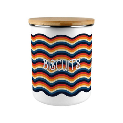 Retro Waves Biscuit Storage Tin - 2.7L Extra-Large Kitchen Canister Gift - Image 3