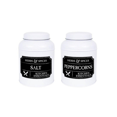 B&Q -  Salt & Pepper CanistersBlack Chalkboard-Style Domed Kitchen Storage Tins