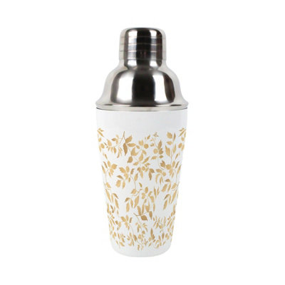 Purely Home Stainless Steel Cocktail Shaker & Strainer 550Ml - Brass Leaves - Bronze - Image 3