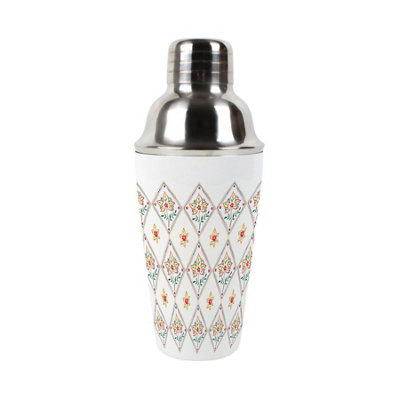Floral Diamonds - Stainless Steel Cocktail Shaker & Strainer Bar Gift - Image 3