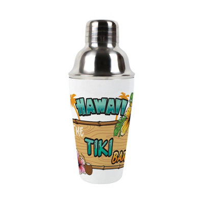 Purely Home Stainless Steel Cocktail Shaker & Strainer 550Ml - Hawaiian Tiki Bar - Multicoloured - Image 3