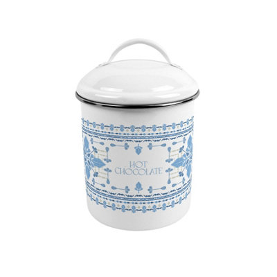 Purely Home Folk Tile Hot Chocolate Canister - Metal Kitchen Storage Container - Blue - Image 3