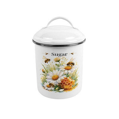 B&Q - Daisy Bees Sugar CanisterMetal Kitchen Storage Container