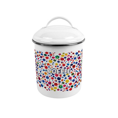 Paint Dots Coffee Canister - Medium Metal Kitchen Storage Tin with Handle - Image 3