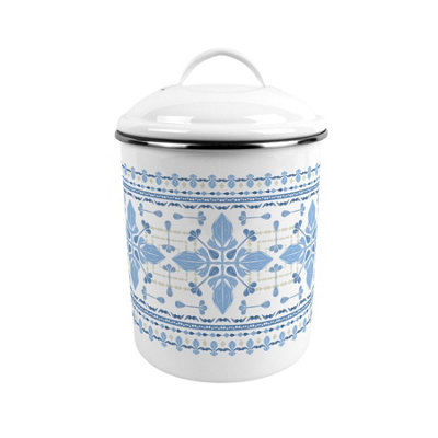 B&Q -  Blue Folk Tile Large Kitchen Storage Tin