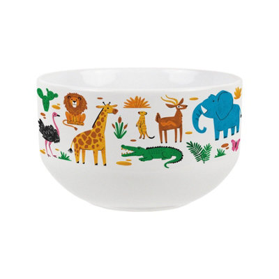 Purely Home Colourful Zoo Animals Ceramic Bowl - White - Image 3
