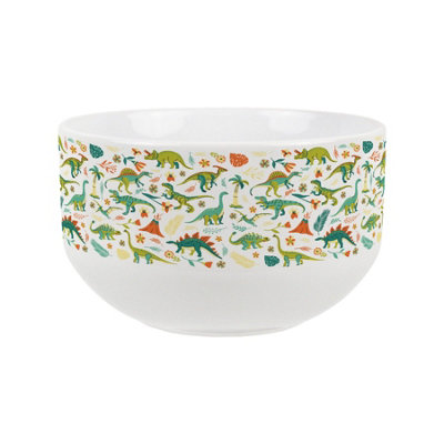 Purely Home Colourful Dinosaurs Ceramic Bowl - White - Image 3
