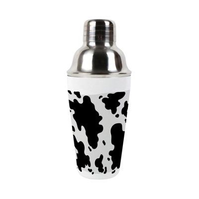 B&Q -  Stainless Steel Cocktail Shaker & Strainer 550MlBlack & White Cow Print