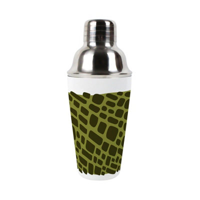 Purely Home Stainless Steel Cocktail Shaker & Strainer 550Ml - Wild Crocodile Print - Green - Image 3