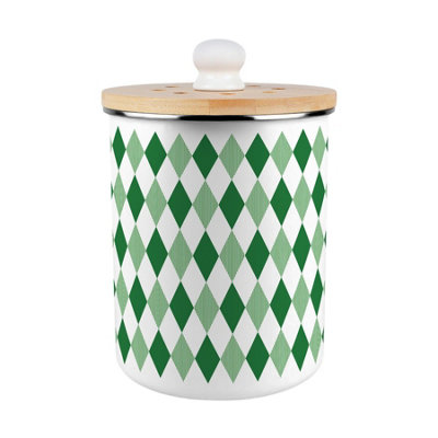 Green Argyle Food Waste Bin - Metal Decorative Kitchen Compost Caddy, 2L - Image 3