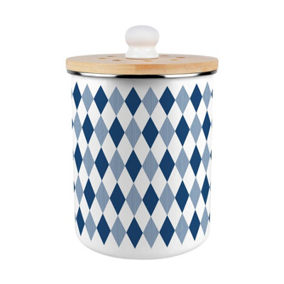 Purely Home Navy Argyle Food Waste Caddy - Metal 2L Decorative Kitchen Compost Bin - Blue - Image 3