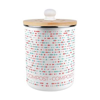 Retro Dots Compost Caddy - Metal Decorative Kitchen Food Waste Bin, 2L - Image 3