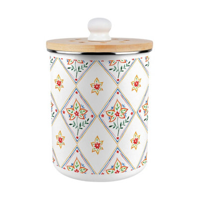 Diamond Floral Food Waste Bin - Metal Decorative Kitchen Compost Caddy, 2L - Image 3