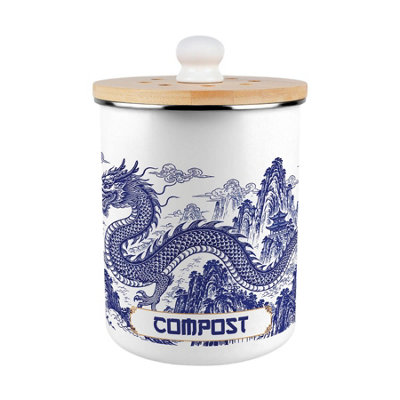 Dragon Temple Compost Caddy - Metal Decorative Kitchen Food Waste Bin, 2L - Image 3