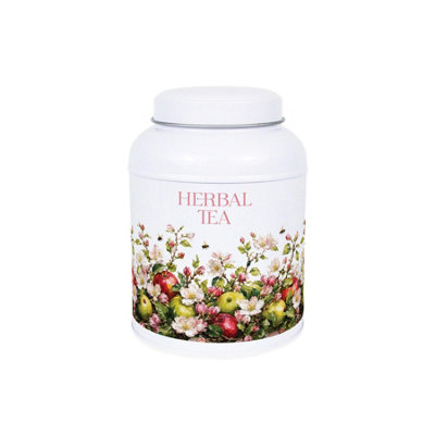 B&Q -  Apple Blossoms Herbal Tea CanisterSmall Domed Lid Kitchen Storage Tin