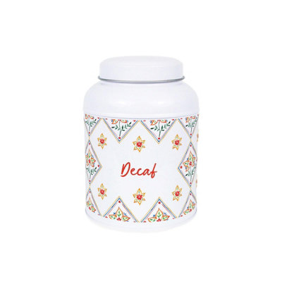 Purely Home Diamond Floral Herbal Tea Canister - Small Domed Lid Kitchen Storage Tin - Decaf - Image 3