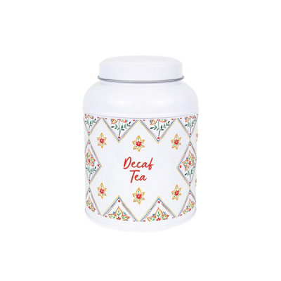 Purely Home Diamond Floral Herbal Tea Canister - Small Domed Lid Kitchen Storage Tin - Decaf Tea - Image 3
