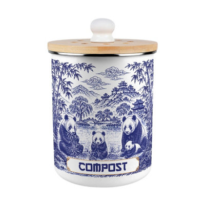 B&Q -  Forest Pandas Compost CaddyMetal 2L Decorative Kitchen Food Waste Bin