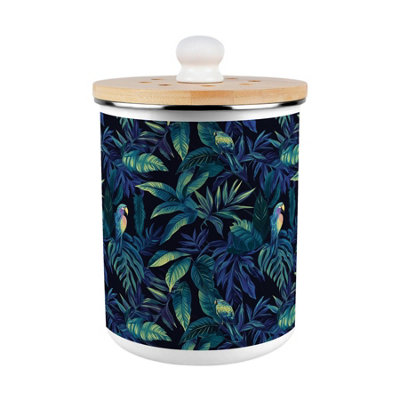 B&Q -  Tropical Parrots Food Waste CaddyMetal 2L Decorative Kitchen Compost Bin