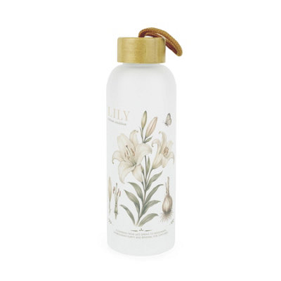 Purely Home Flora Studies Lily Glass Water Bottle With Bamboo Lid - Multi - Image 3