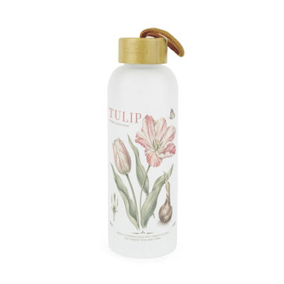 Purely Home Flora Studies Tulip Glass Water Bottle With Bamboo Lid - Multi - Image 3