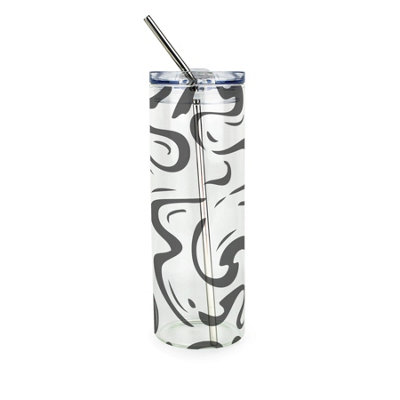 Purely Home Ink Splash Clear Glass Travel Flask With Straw - Image 3