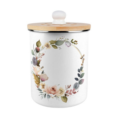 Floral Wreath Food Waste Bin - Decorative Kitchen Compost Caddy, 2L - Image 3