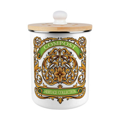 Purely Home French Nouveau Compost Caddy - Metal 2L Decorative Kitchen Food Waste Bin - Gold - Image 3