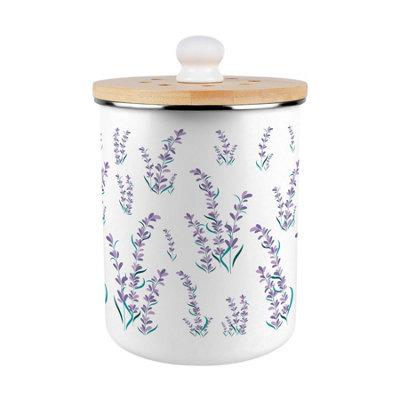 B&Q -  Lavender Garden Food Waste CaddyMetal 2L Decorative Kitchen Compost Bin