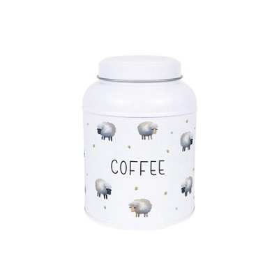 B&Q -  Spring Sheep Coffee CanisterSmall Domed Lid Kitchen Storage Tin