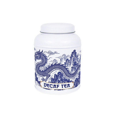 Dragon Temple Decaf Tea Canister - Small Domed Lid Kitchen Storage Tin Gift - Image 3