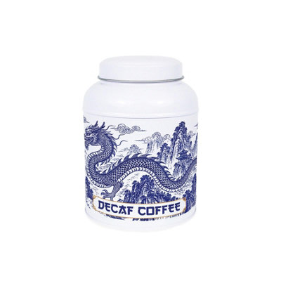 B&Q -  Dragon Temple Decaf Coffee CanisterSmall Domed Lid Kitchen Storage Tin