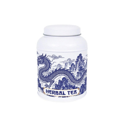 B&Q -  Dragon Temple Herbal Tea CanisterSmall Domed Lid Kitchen Storage Tin