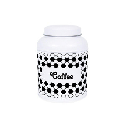B&Q -  Hexagon Tiles Coffee CanisterSmall Domed Lid Kitchen Storage Tin