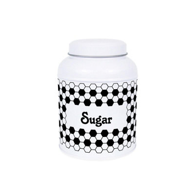 B&Q -  Hexagon Tiles Sugar CanisterSmall Domed Lid Kitchen Storage Tin