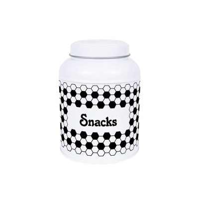 Hexagon Tiles Snacks Canister - Small Domed Lid Kitchen Storage Tin Gift - Image 3