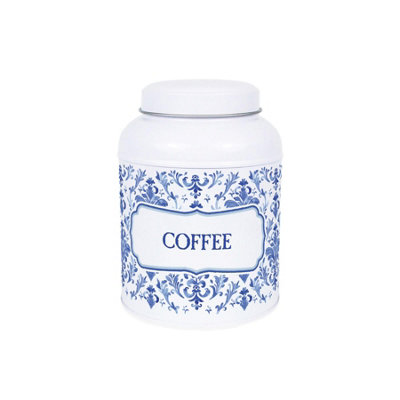 B&Q -  Oriental Ink Coffee CanisterSmall Domed Lid Kitchen Storage Tin