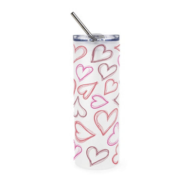 Purely Home Heart Drawings Frosted Glass Travel Flask With Straw - Image 3