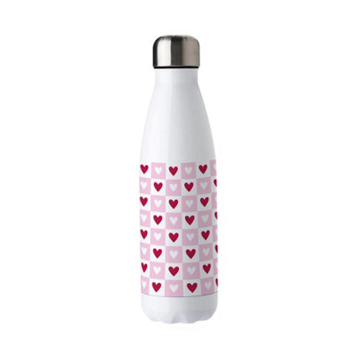Light Pink Hearts Metal Water Bottle - Double Walled 500ml Bottle Gift - Image 3